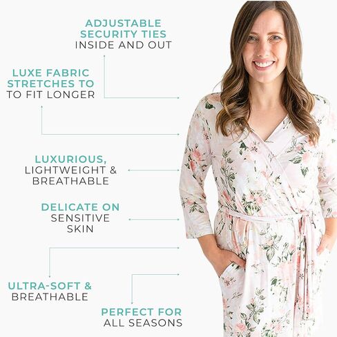 Posh Peanut Maternity Robe for Hospital Delivery - Soft Viscose from Bamboo Postpartum Robe for Women Nursing & Lounging in Kuwait