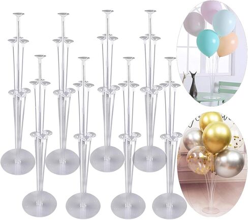 8 Sets Balloon Stand Holder Kit with 56 Sticks 56 Cups and 8 Base - Table Desktop Centerpiece Decorations for Wedding Birthday Baby Shower Party in Kuwait