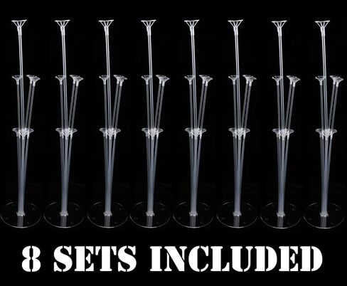 8 Sets Balloon Stand Holder Kit with 56 Sticks 56 Cups and 8 Base - Table Desktop Centerpiece Decorations for Wedding Birthday Baby Shower Party in Kuwait