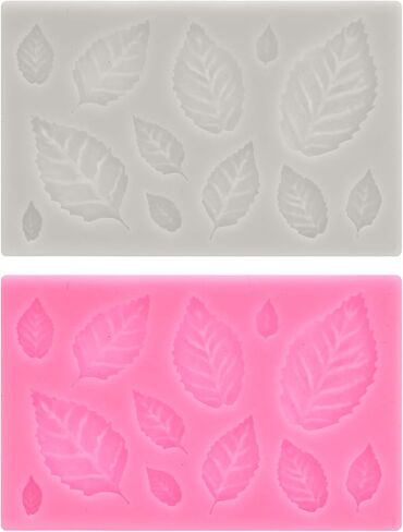 PATIKIL 2pcs Polymer Clay Mold, Clay Mold Fondant Mold Maple Leaf Mold Silicone for Crafts Air Dry DIY Cakes Chocolate Candy Sugar Baking, Pink Grey in Saudi Arabia