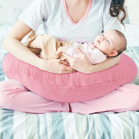 Pro Goleem Muslin Nursing Pillow Cover, 100% Cotton Soft Breathable Feeding Pillow Slipcover for Breastfeeding Moms, Fits Standard Infant Nursing Pillow, for Boys and Girls, 2 Pack (Brown＆Beige) | 100% Cotton Soft Breathable Feeding Slipcover for Breastfe in Saudi Arabia