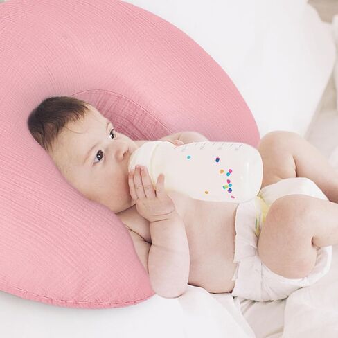Pro Goleem Muslin Nursing Pillow Cover, 100% Cotton Soft Breathable Feeding Pillow Slipcover for Breastfeeding Moms, Fits Standard Infant Nursing Pillow, for Boys and Girls, 2 Pack (Brown＆Beige) | 100% Cotton Soft Breathable Feeding Slipcover for Breastfe in Saudi Arabia