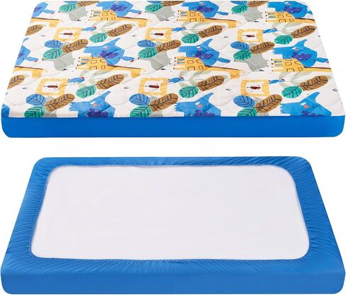 TILLYOU Pack and Play Sheet - Soft Quilted Crib Cover Pad, Toddlers Mattress Protector with 1''-3'' Deep Pocket, Thick Play Yard Playpen Sheets, Breathable Fluffy Crib Mattress Pad, 39"x27", Grey in Kuwait