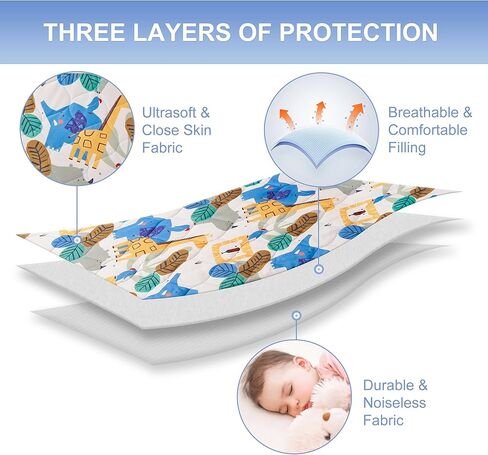 TILLYOU Pack and Play Sheet - Soft Quilted Crib Cover Pad, Toddlers Mattress Protector with 1''-3'' Deep Pocket, Thick Play Yard Playpen Sheets, Breathable Fluffy Crib Mattress Pad, 39"x27", Grey in Kuwait