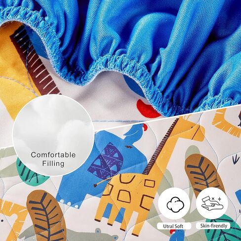 TILLYOU Pack and Play Sheet - Soft Quilted Crib Cover Pad, Toddlers Mattress Protector with 1''-3'' Deep Pocket, Thick Play Yard Playpen Sheets, Breathable Fluffy Crib Mattress Pad, 39"x27", Grey in Kuwait