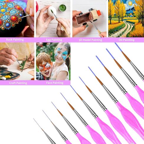 KIASON 10PC Miniature Paint Brush for Fine Detailing, Mini Small Painting Brushes Set for Art, Crafts, Acrylic, Watercolor, Oil, Model, Face, Warhammer 40k & Paint by Number, Citadel, Figurine (Black) in Kuwait