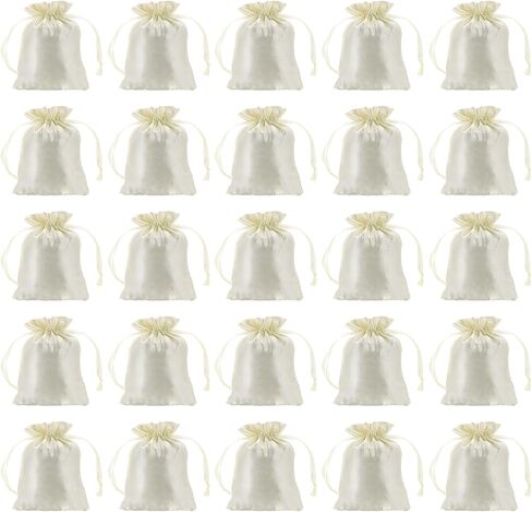 Patikil Satin Bags with Drawstring, 50 Pack 3x4 Inch Wedding Favor Mini Gift Packaging Bags for Birthday Christmas Jewelry Party, Beige in Saudi Arabia