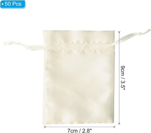 Patikil Satin Bags with Drawstring, 50 Pack 3x4 Inch Wedding Favor Mini Gift Packaging Bags for Birthday Christmas Jewelry Party, Beige in Saudi Arabia