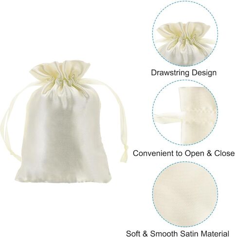 Patikil Satin Bags with Drawstring, 50 Pack 3x4 Inch Wedding Favor Mini Gift Packaging Bags for Birthday Christmas Jewelry Party, Beige in Saudi Arabia