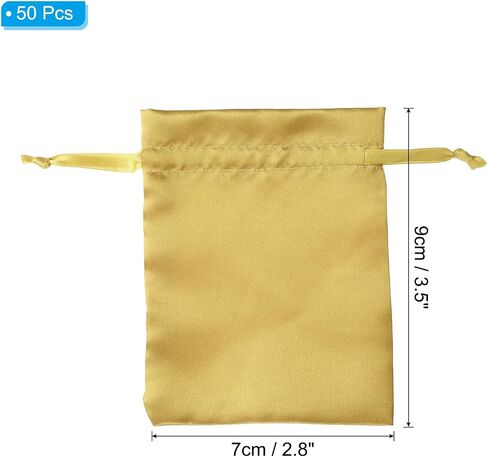 Patikil Satin Bags with Drawstring, 50 Pack 3x4 Inch Wedding Favor Mini Gift Packaging Bags for Birthday Christmas Jewelry Party, Beige in Saudi Arabia