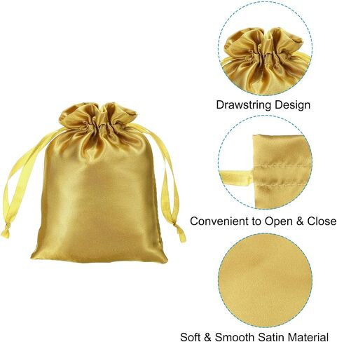 Patikil Satin Bags with Drawstring, 50 Pack 3x4 Inch Wedding Favor Mini Gift Packaging Bags for Birthday Christmas Jewelry Party, Beige in Saudi Arabia