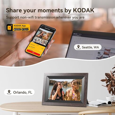 KODAK 14.1 Inch FHD Digital Picture Frame, 1920x1080 G+G IPS Digital Photo Frame with 32GB Large Storage, Quad-Core CPU, Premium Solid Wood Frame, Easy Photo Transfer via WiFi APP/Email/USB/SD Card in Saudi Arabia