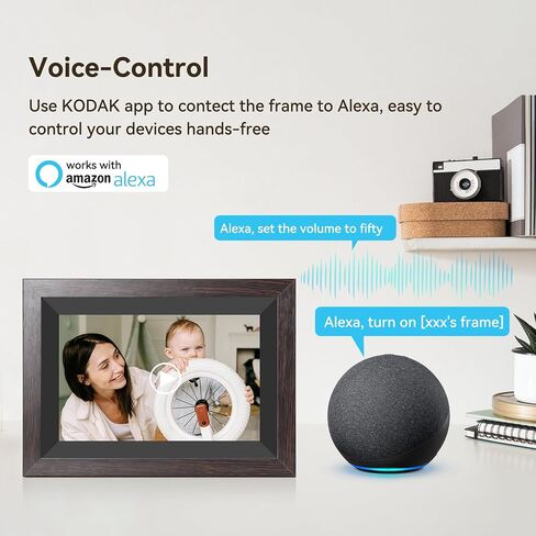 KODAK 14.1 Inch FHD Digital Picture Frame, 1920x1080 G+G IPS Digital Photo Frame with 32GB Large Storage, Quad-Core CPU, Premium Solid Wood Frame, Easy Photo Transfer via WiFi APP/Email/USB/SD Card in Saudi Arabia