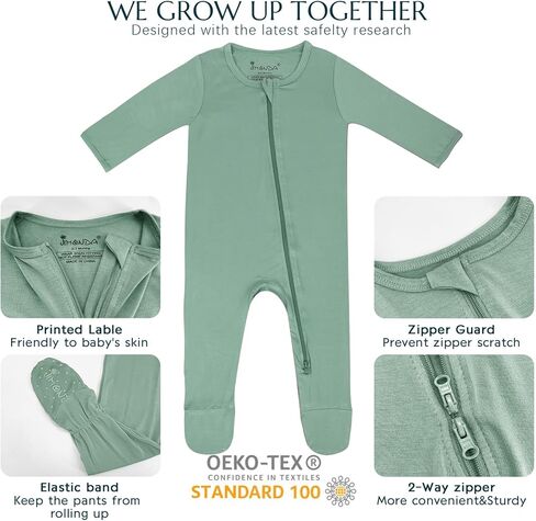 Jimonda Baby Romper Boys Girls Bamboo Pajamas 2-Way Zipper Footed Unisex Zip-Up Sleepers Sleep and Play pjs in Kuwait