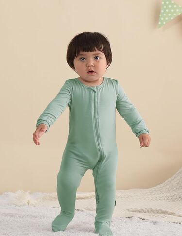 Jimonda Baby Romper Boys Girls Bamboo Pajamas 2-Way Zipper Footed Unisex Zip-Up Sleepers Sleep and Play pjs in Kuwait