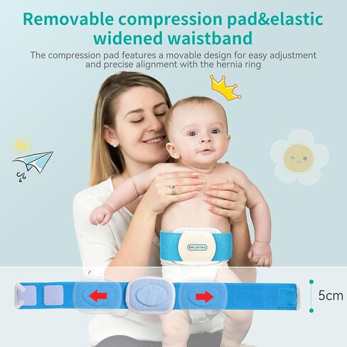 Umbilical Hernia Belt Baby，Breathable Baby Belly Band，Adjustable Newborn Belly Support Band Wrap with 3 Hernia Packs(Movable Pads) in Kuwait
