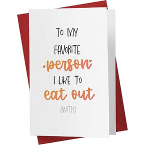 Karto Sweet Birthday Card for Husband Wife Him Her - Large 5.5x8.5 inch Boyfriend Girlfriend Birthday Cards - Eat Out