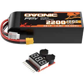 Ovonic 4S Lipo Battery 120C 2200mAh 14.8V Lipo Battery مع XT60 Connector Forrc FPV Racing Drone Quadcopter (مع Pooltage Chegh)