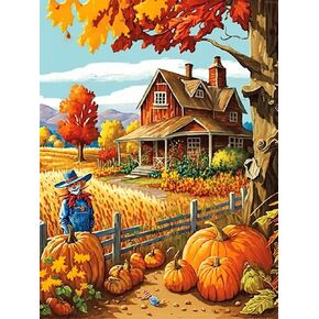 Kayeiuu Diamond Painting Kits ، Fall Harvest Farm Art Miamond Art Cits للبالغين ، مجموعات Gem Circle Full ، ديكور الغرفة ديكور الحمام ، هدايا مضحكة 12x16 بوصة