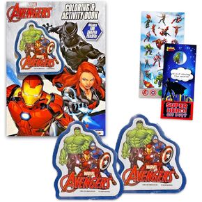 مجموعة اللوازم المدرسية في Avengers - حزمة مع محورين Marvel بالإضافة إلى صفحات التلوين ، والملصقات ، والمزيد | يعود المنتقمون إلى مجموعة المدارس للأطفال