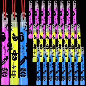 Jenaai 24 PCS Easter St. Patrick's Glow Glow Sticks Bulk Hanging Wands 6 Inch Mini Sticks Easter St.