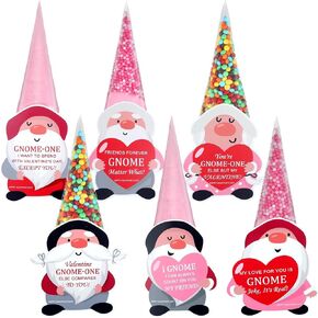 48 Sets Gnome Valentine's Day Cards Bulk Valentine's Day Gifts Candy Bags Valentines Gnome Theme Greeting Card for kids Valentines Goodie Treat Snack Bags Classroom Exchange Gift Party Supplies Favors