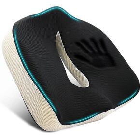 Ergonomic Memory Foam Seat Cushion for Office Chair, Extra Large Pad with U-Shaped Design for Pressure Relief, Coccyx Sciatica & Back Pain Relief, for Home, Car Long Sitting
