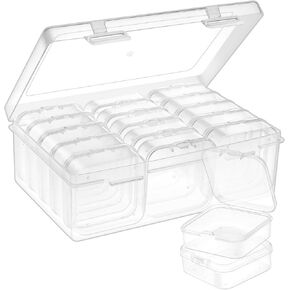 16-Slot Clear Plastic Bead Organizer Box with Hinged Lids - Portable Craft Storage Container for Jewelry Making, DIY Crafts, Nail Art & Small Parts