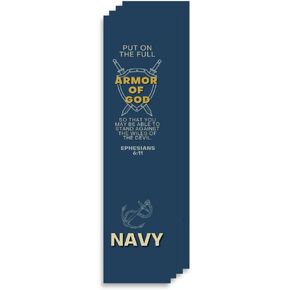 Christian Military Bookmark Packs U.S. Navy with Bible Verse Ephesians 6:11 | Put on The Full Armor of God (Pack of 8)
