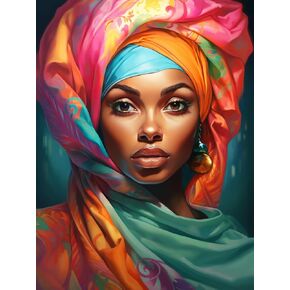 Diymood Paint by Numbers Kits for Adults African American, DIY Oil Painting African Women Acrylic Paint by Number for Adults Beginner with Brushes for Home Wall Decor 12x16 inch
