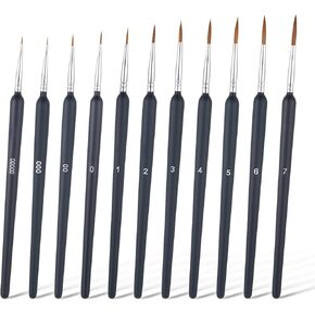 11pcs فرشاة الطلاء المصغرة للتفاصيل الدقيقة ، تفاصيل سوداء فرش الطلاء الدقيقة المصممة لمادة النماذج المائية الأكريلية النماذج الأكريليك