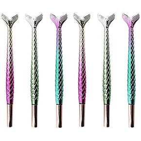 LuFOX 6Pcs Mermaid Tail Gel Pens for Child, Women, Coworkers, Hostess and Girlfriend, Great Party Supplies and School Supplies, Black Ink (0.5mm)