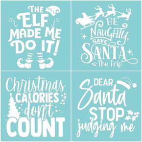 Silk Screen Stencil – DIY Adhesive Stencils Reusable - Merry Christmas Stencil - Mesh Transfers Stencils for Crafts, Wood Signs & More (Fun Christmas Stencils)