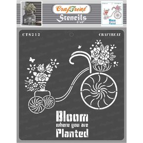 Craftreat القابلة لإعادة الاستخدام للدراجات للطلاء على الخشب ، القماش ، الورق ، النسيج ، الأرضية ، الجدار والبلاط - النباتات - 6 × 6 بوصات - فن ورسائل حرفة ديي للديكور المنزلي - استنسل الزهرة