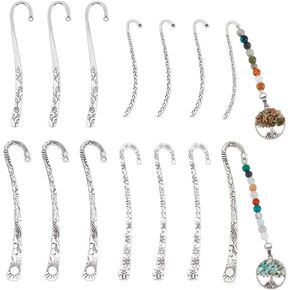 UniCraftale 12PCS Tibetan Style Longmarks النتائج العتيقة Silver 4 Styles DIY مرجعية عتيقة فريدة من نوع
