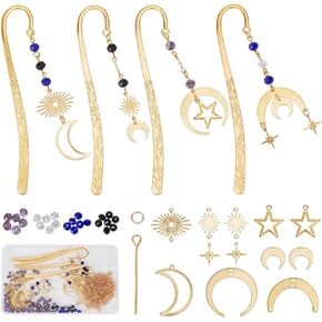 infunly 4 مجموعات 7 شقرا مرجعية DIY Metal Star and Moon Lockmark Kit Kit Bookworm Lowmmark