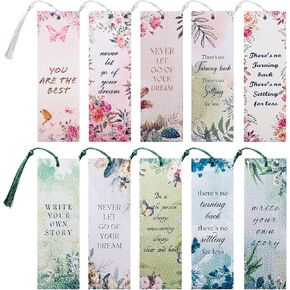 10 PCS Retro Cute Paper Moticms with Tassels ، Lundmarks لمحبي الكتب ، الإشارات الملهمة ، الإشارات المرجعية الأزهار لعلامات صفحة القراءة المتنوعة ، للنساء المراهقات الطالبات
