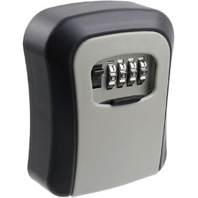 Key Lock Box for Outside Wall Mounted Key Storage Lock 4 Digit Outdoor Key Lock Box, Black(Pack of 1)