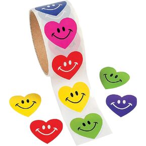 ملصقات Fun Express Heart Smile Face (100 ٪) لعيد الحب - القرطاسية - ملصقات - لفة - عيد الحب