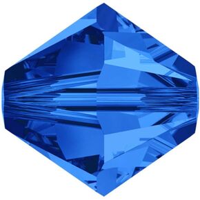 100pcs Authentic Preciosa 4mm (0.16 Inch) Small Faceted Bicone Crystal Loose Beads Sapphire Blue Compatible with Swarovski 5301/5328 for DIY Jewelry Making Pre-B413