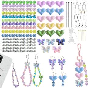 SDIDVIEXPERT 170PCS سلسلة الهاتف المزينة بالخرز ، حزام معصم الهاتف الخليوي مع ملحقات 28pcs لجمع المجوهر