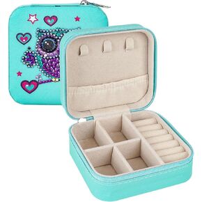 DIY OWL Diamond Art Jewelry Box ، Diamond Painting Small Jewelry Box ، Owl Jewelry Box for Women ، for Ring ، arndant ، arring ، netclace ، bracelet (Light Green)