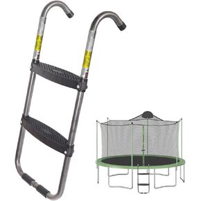 Trampoline Ladder 2-Steps, Trampoline Steps with Wide Steps, Skid-Proof Steps Universal Hook, UV Treated Steel, 14FT Trampoline Stairs Accessories for Kids/Children, 220Lbs Capacity