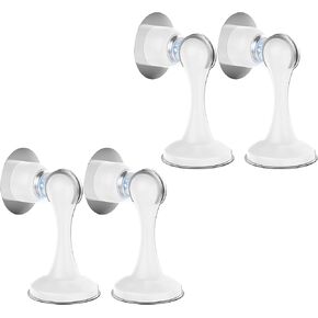 OMHOME MAGNECT DOOR Stop Pack White Pack من 4 صيد الباب المغناطيسي الناعم ، سدادات الأبواب المغناطيسية لأسفل الباب ، ومحلول عملي ، ولا حفر مع وسادات لاصقة ذاتية 3 أمتار لعقد أبواب عريضة بأمان