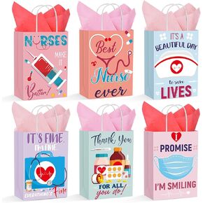 Supervitae 30 PCS PRONSTION GIFTS BAS مع 30 ورقة تليف من الأنسجة الممرضة الممرضة التقدير هدايا حقيبة مساعدة طبية ، شكرًا لك على ورقة طيبة ، حقائب طيبة لمستلزمات الحفلات (مشرق)
