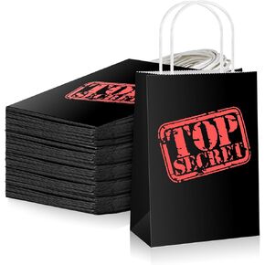 LINCIA 32 PIETS TOP Secret Party Favors حقائب Kraft Paper Treat Pass مع مقبض الهدايا السائبة GOODIE Supplies SPY Party Forms for Top Secret Those Decoritations