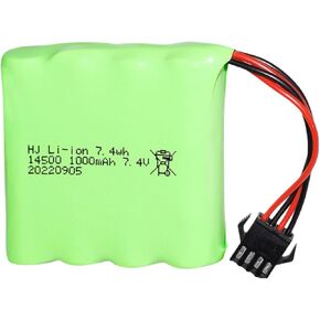 7.4v 1000mah 14500 حزمة بطارية Li-ion القابلة لإعادة الشحن مع مفصل SM-2P للسيارة المزدوجة RC STUNT SMALL RC هبوط برمائي RC CAR RC TRAC