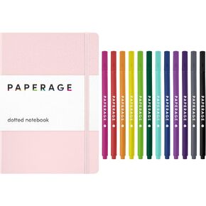 Paperage منقط دفتر اليومية ، (أحمر الخدود) ، 160 صفحة ، 5.7 بوصات × 8 بوصات - 100 GSM ورقة سميكة ، غلاف فني ونقاط.