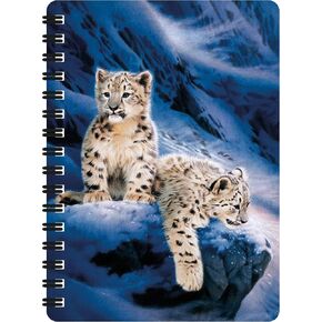 Jotter - Snow Leopard Cubs from Deluxebase. Lenticular 3D Big Cat 6x4 Spiral Notebook with plain recycled paper pages. Artwork licensed from renowned artist Joh Naito