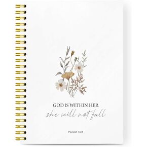 Christian Bible Journal Notebook,God is Within Her She Will Not Fall Spiral Notebook Hardcover,College Ruled Notebook Journal for Writing,Christian Gifts for Women Friend Teens,5.5x8.3